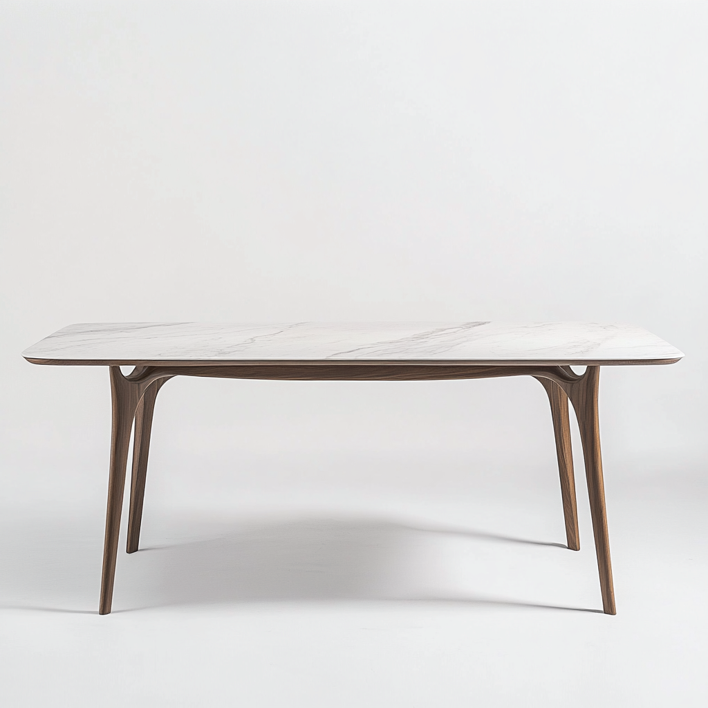 Table de salle à manger rectangulaire en bois et marbre 165x90x75 cm - blanc et brun - design contemporain-Comfysta