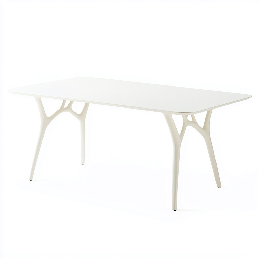 Table à manger rectangulaire en résine moulée 160x90x75 cm - blanc - style minimaliste-Comfysta