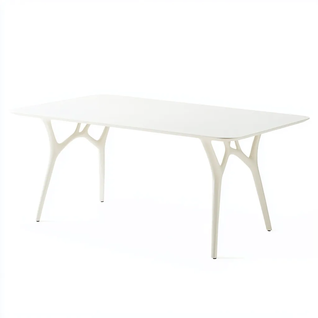 Table à manger rectangulaire en résine moulée 160x90x75 cm - blanc - style minimaliste-Comfysta