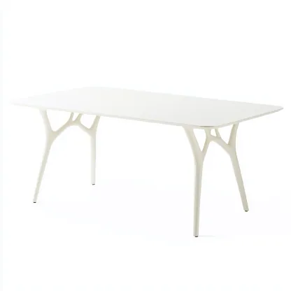 Table à manger rectangulaire en résine moulée 160x90x75 cm - blanc - style minimaliste-Comfysta