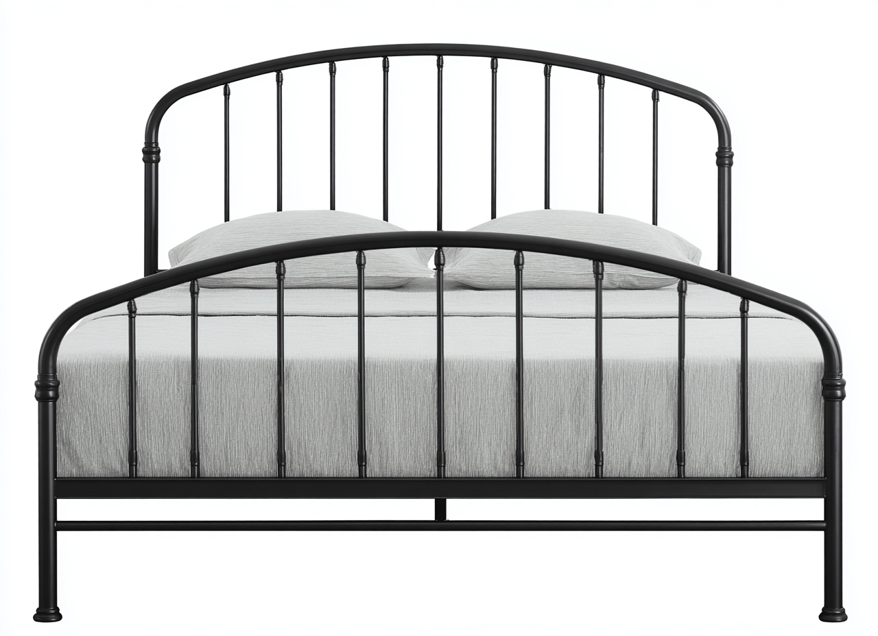 Lit double en métal 200x160x100 cm - noir - style vintage industriel-Comfysta