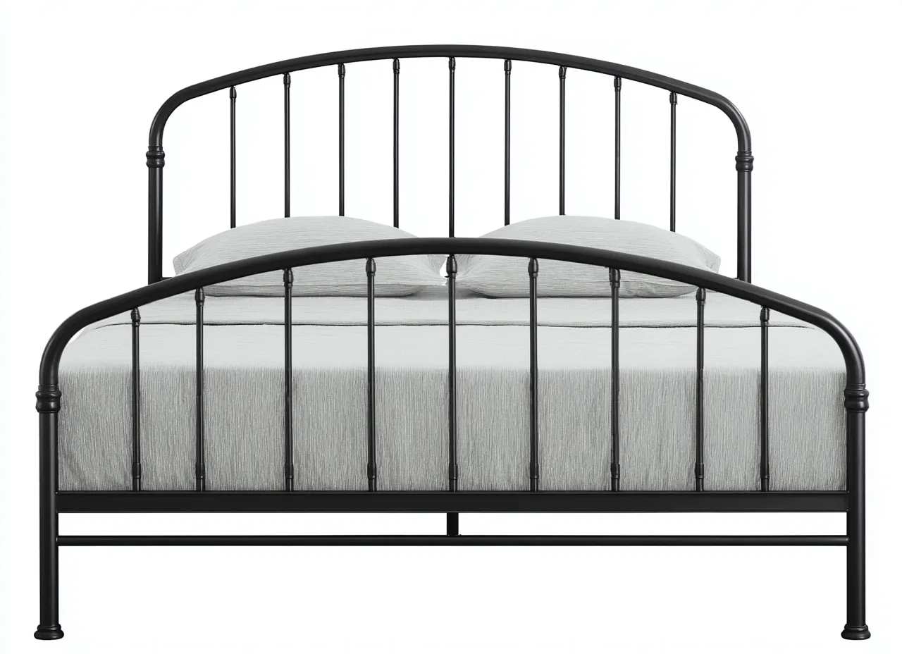 Lit double en métal 200x160x100 cm - noir - style vintage industriel-Comfysta