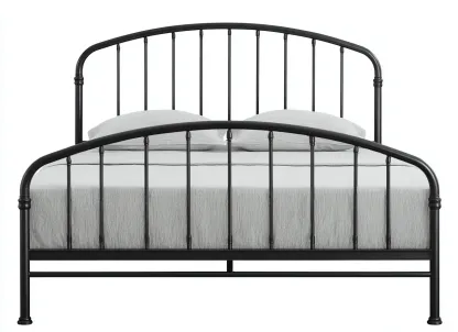 Lit double en métal 200x160x100 cm - noir - style vintage industriel-Comfysta