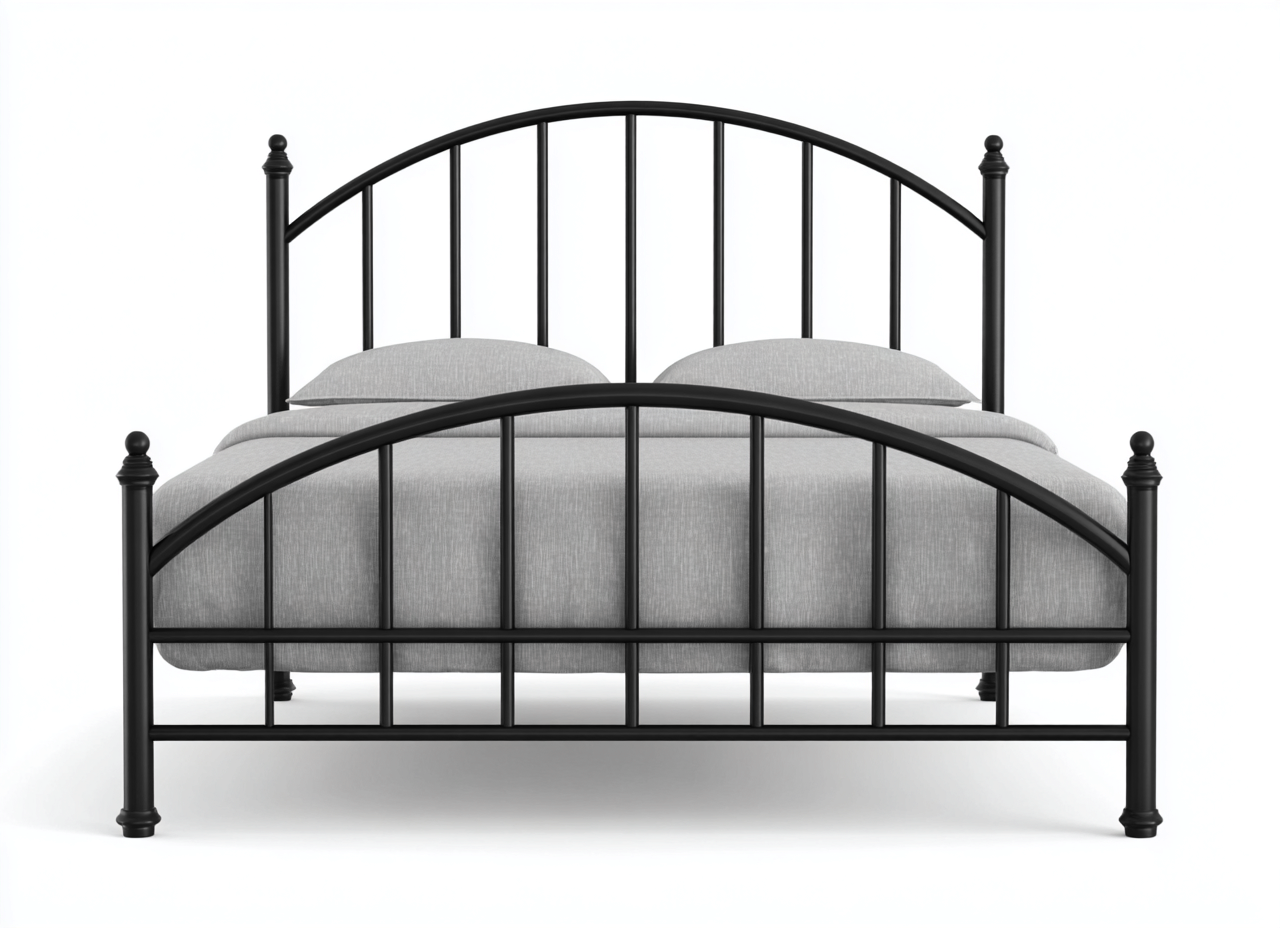 Lit double en métal 200x160x100 cm - noir - style classique-Comfysta