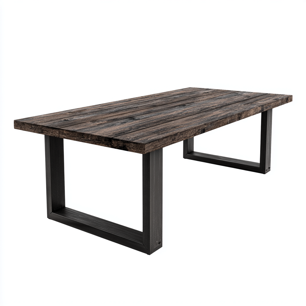 Table de salle à manger rectangulaire en bois et métal 160x90x75 cm - brun foncé et noir - style industriel-Comfysta