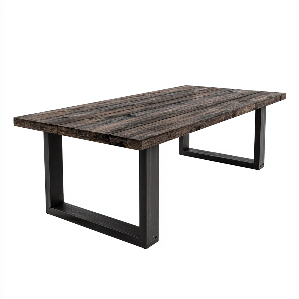 Table de salle à manger rectangulaire en bois et métal 160x90x75 cm - brun foncé et noir - style industriel-Comfysta
