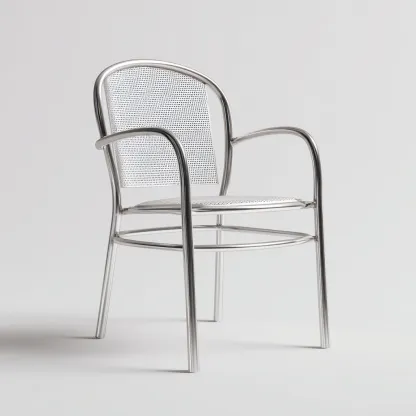 Chaise de salle à manger en métal perforé 55x54x84 cm - argent - style moderne avec accoudoirs-Comfysta