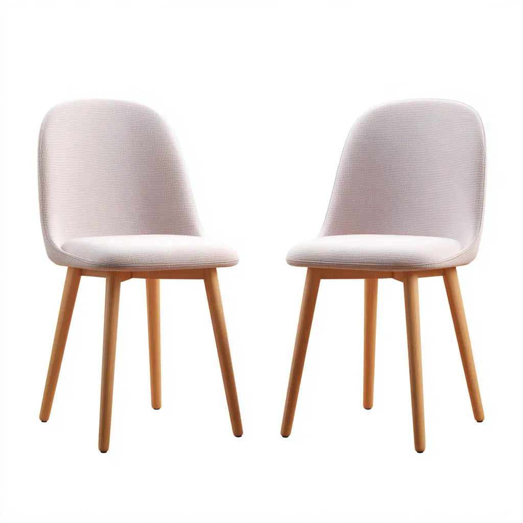 Lot de 2 chaises de salle à manger en tissu et bois 47x52x83 cm - blanc/chêne clair - style scandinave moderne-Comfysta
