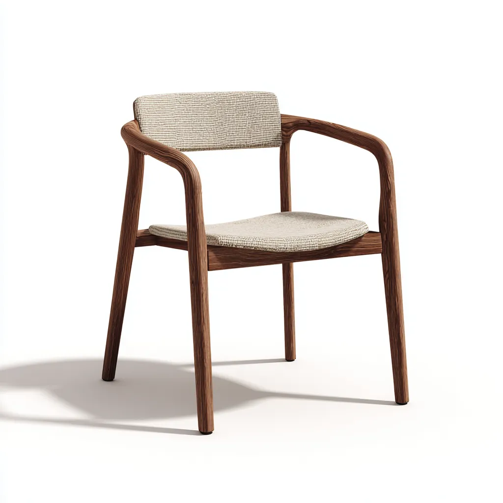 Chaise de salle à manger en bois et tissu 54x53x80 cm - beige et noyer - style scandinave avec accoudoirs-Comfysta