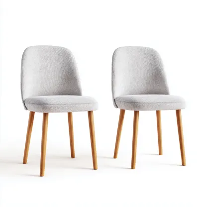Lot de 2 chaises de salle à manger en tissu et bois 49x55x83 cm - gris clair et chêne - style moderne scandinave-Comfysta