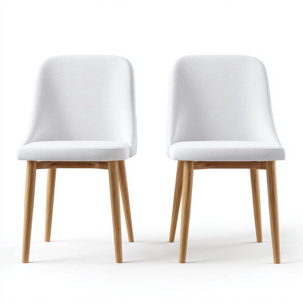 Lot de 2 chaises de salle à manger en tissu et bois 49x55x83 cm - blanc et chêne - style moderne scandinave-Comfysta