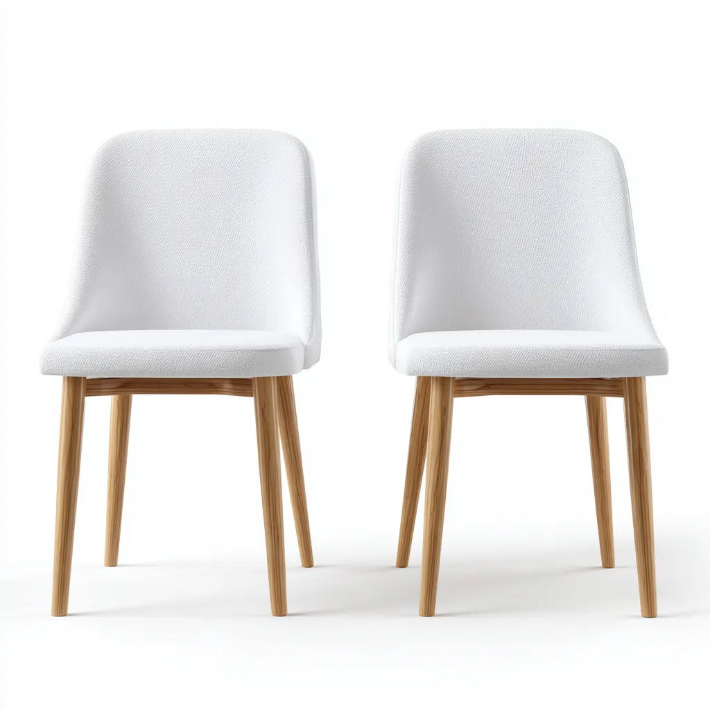 Lot de 2 chaises de salle à manger en tissu et bois 49x55x83 cm - blanc et chêne - style moderne scandinave-Comfysta