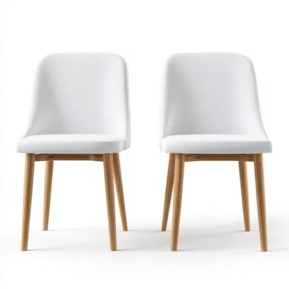 Lot de 2 chaises de salle à manger en tissu et bois 49x55x83 cm - blanc et chêne - style moderne scandinave-Comfysta