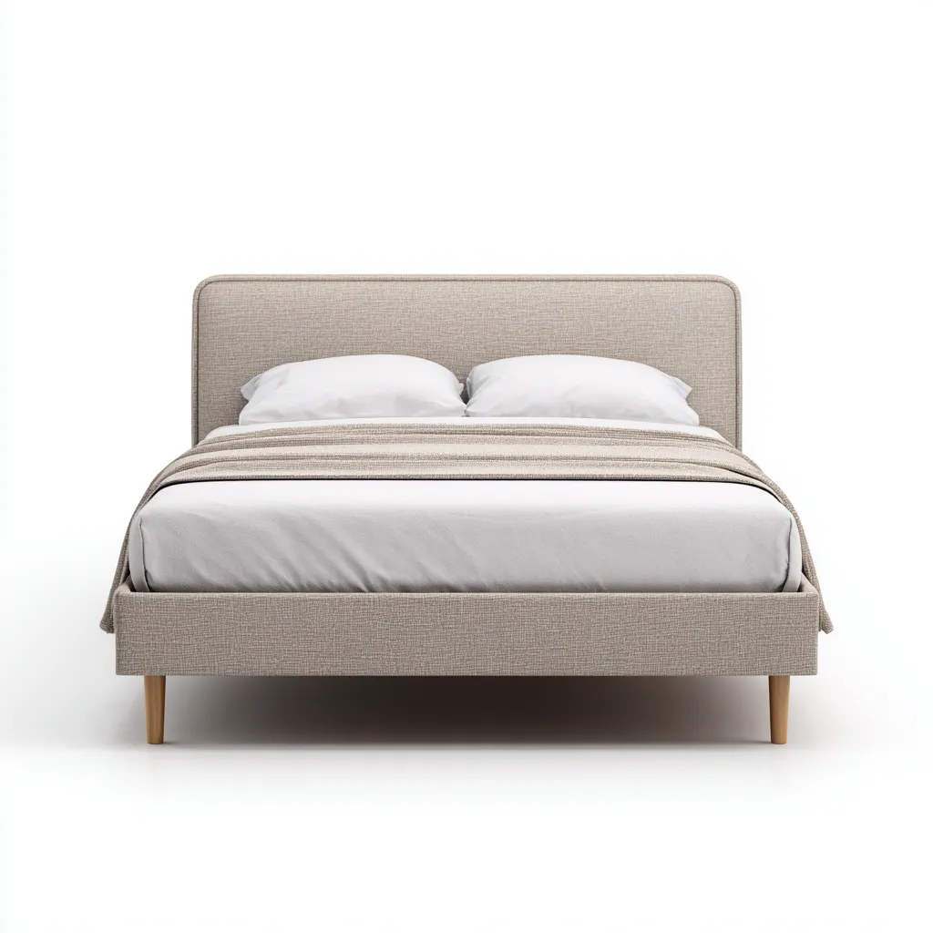 Lit double tapissé 200x165x100 cm - beige - style scandinave-Comfysta