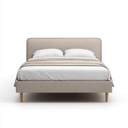 Lit double tapissé 200x165x100 cm - beige - style scandinave-Comfysta