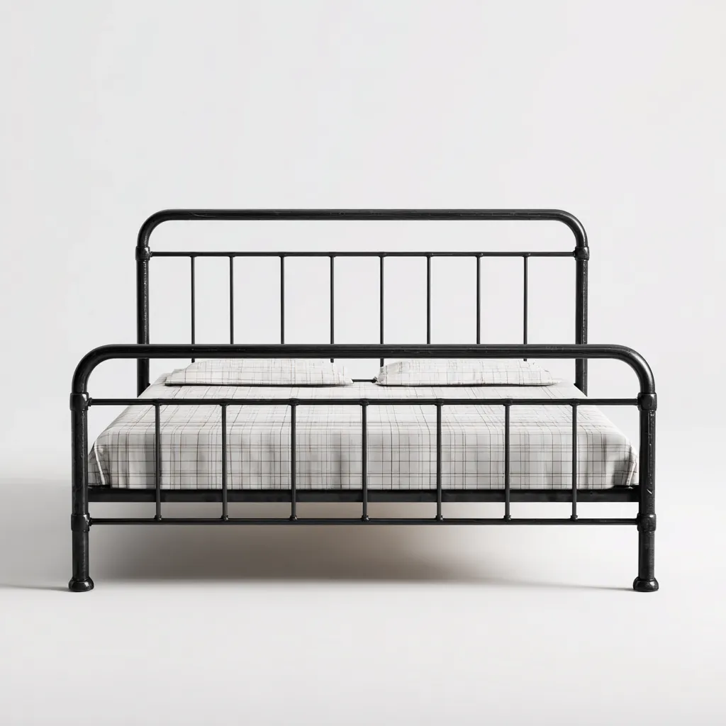 Lit double en métal 200x165x100 cm - noir - style vintage industriel-Comfysta