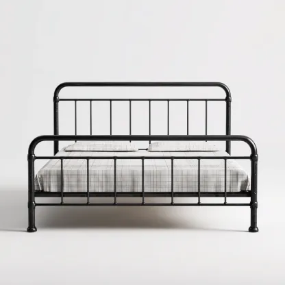 Lit double en métal 200x165x100 cm - noir - style vintage industriel-Comfysta