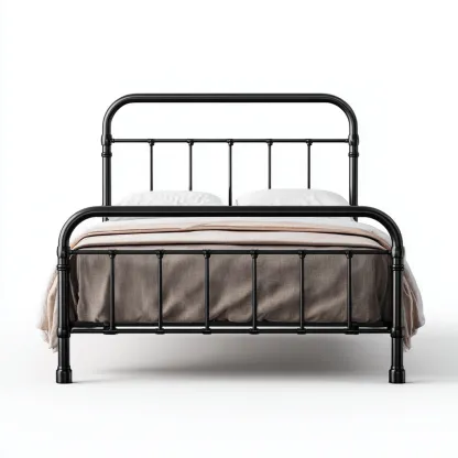 Lit double en métal noir 200x160x100 cm - style vintage - structure tubulaire robuste en acier peint-Comfysta