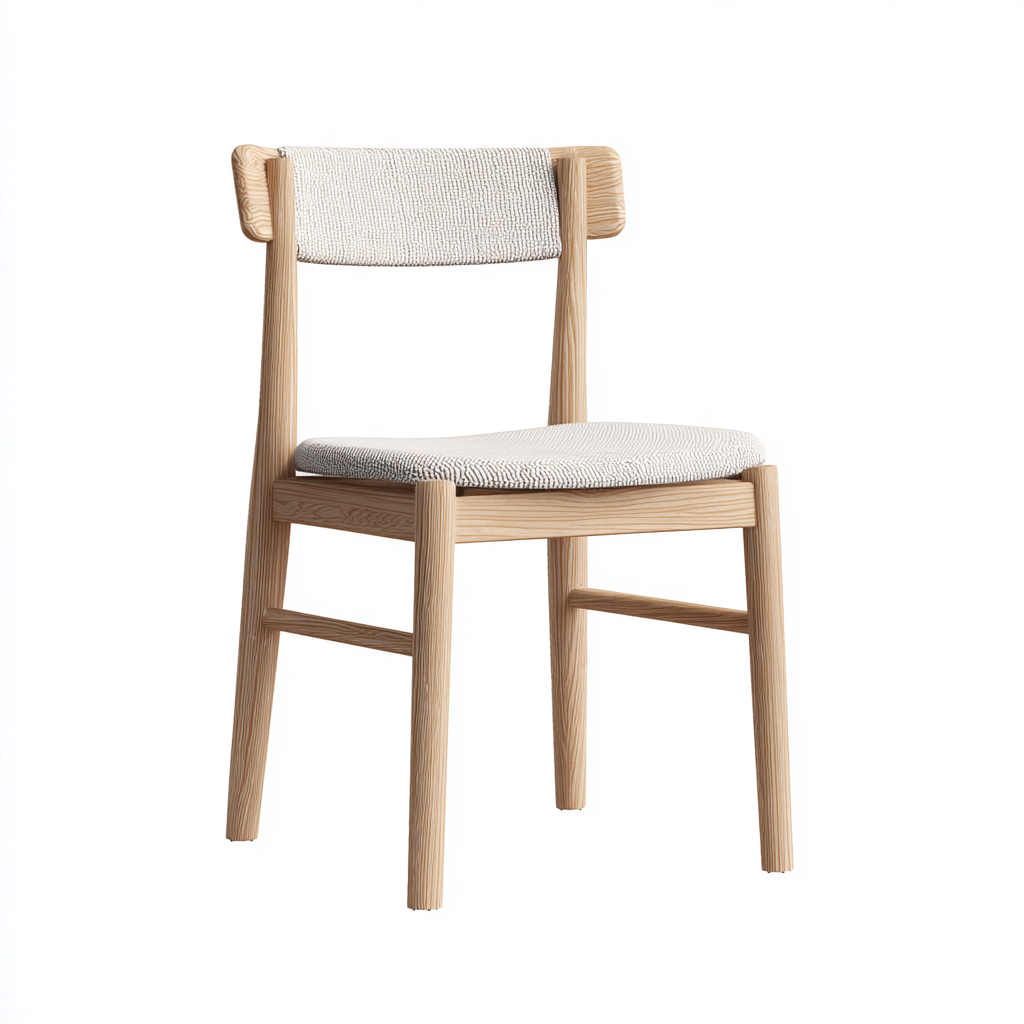 Chaise de salle à manger en bois et tissu 47x51x81 cm - chêne clair et beige clair - style scandinave moderne-Comfysta