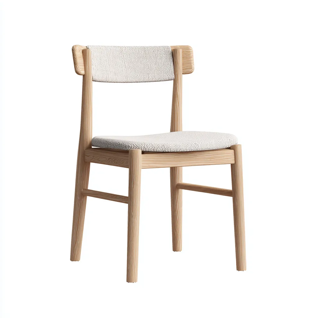 Chaise de salle à manger en bois et tissu 47x51x81 cm - chêne clair et beige clair - style scandinave moderne-Comfysta