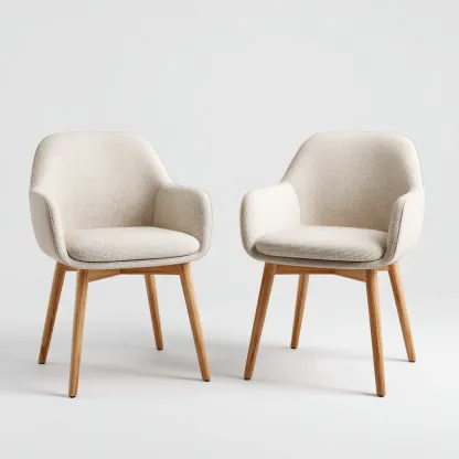 Lot de 2 chaises de salle à manger en tissu et bois 55x58x85 cm - beige/chêne clair - style scandinave moderne-Comfysta