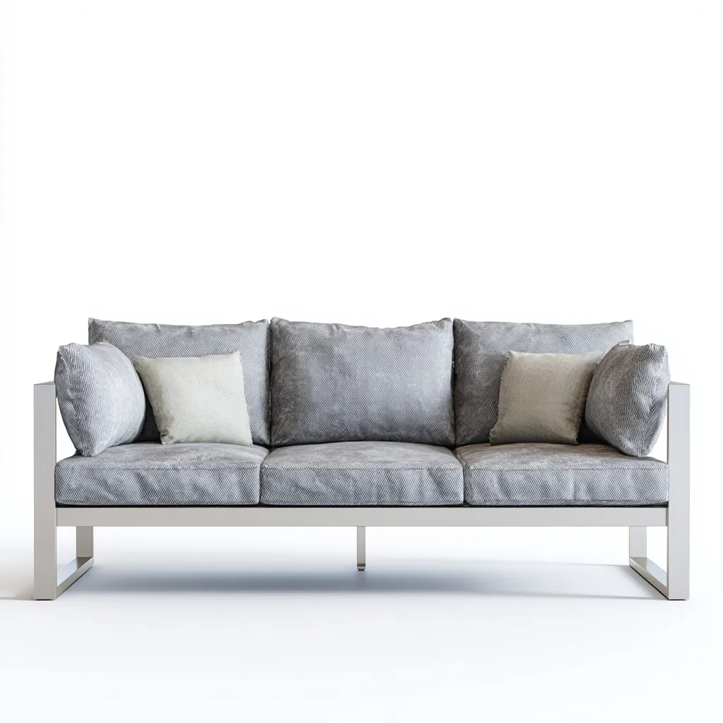 Canapé trois places en tissu gris foncé et cadre métallique gris clair 190x85x85 cm - style moderne minimaliste pour salon-Comfysta
