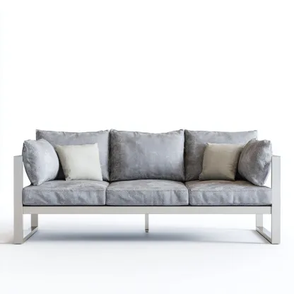 Canapé trois places en tissu gris foncé et cadre métallique gris clair 190x85x85 cm - style moderne minimaliste pour salon-Comfysta