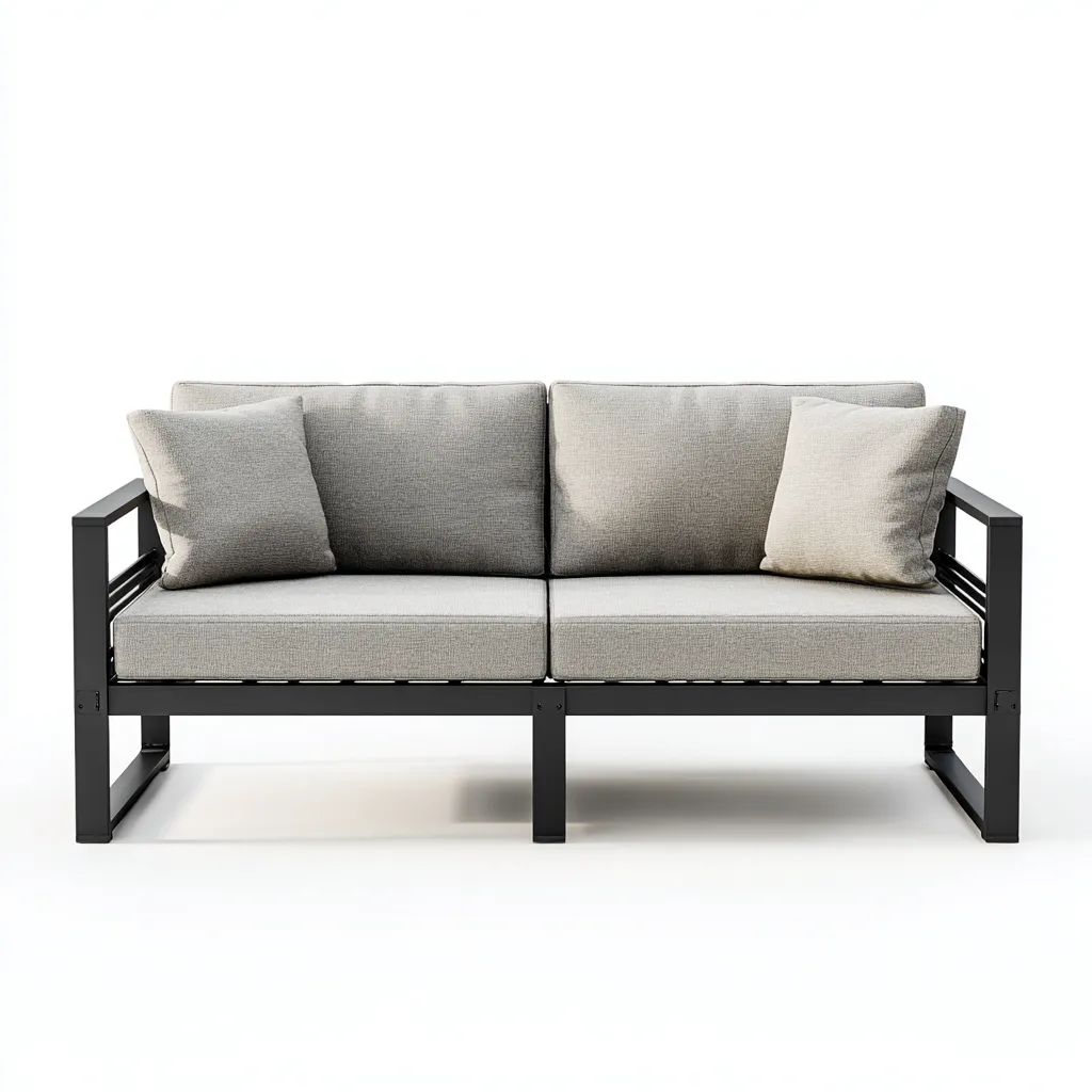 Canapé deux places en aluminium et tissu 155x80x75 cm - gris clair/noir - style minimaliste pour salon-Comfysta