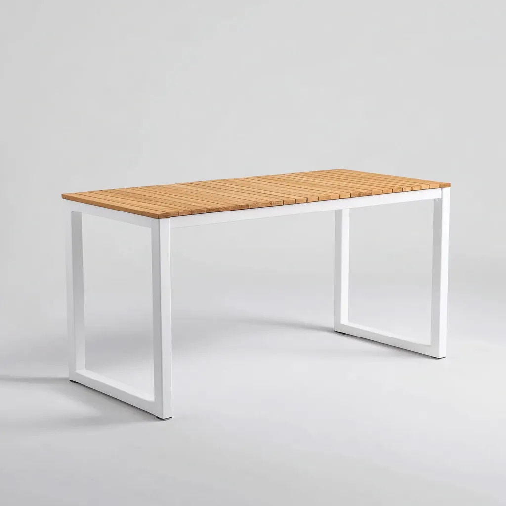 Table à manger rectangulaire en métal et bois 160x85x75 cm - blanc/chêne clair - style industriel-Comfysta