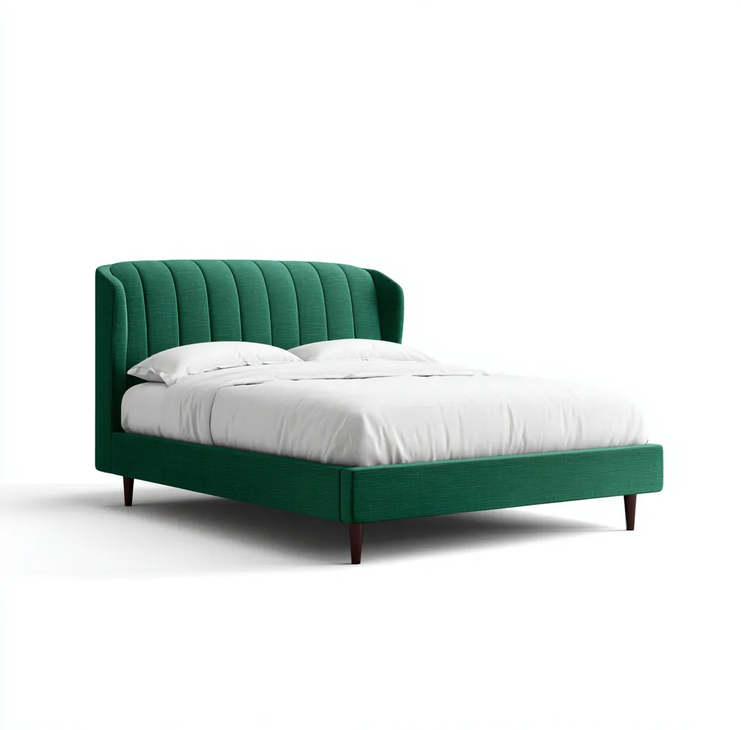 Lit double tapissé 200x160x100 cm - vert émeraude - style contemporain-Comfysta
