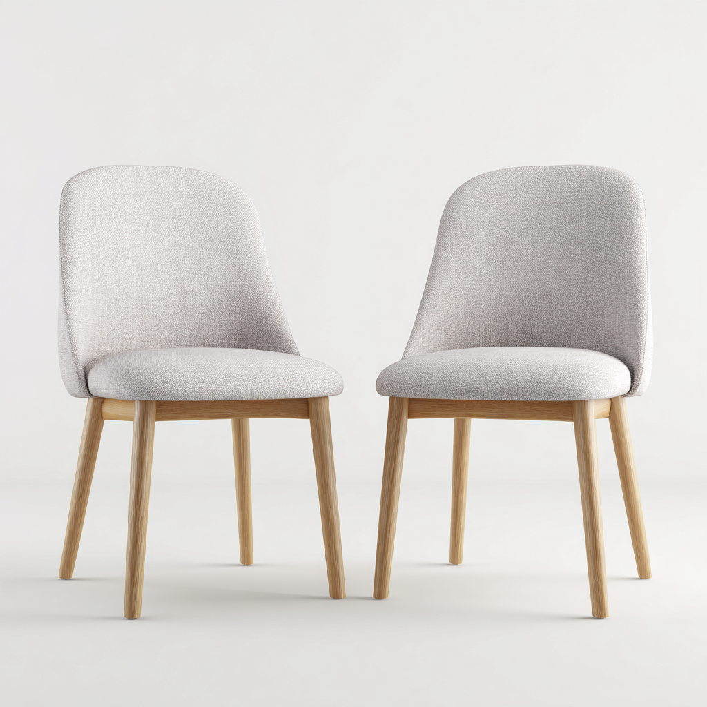 Lot de 2 chaises de salle à manger en tissu et bois 48x54x84 cm - beige clair et chêne clair - style moderne scandinave-Comfysta