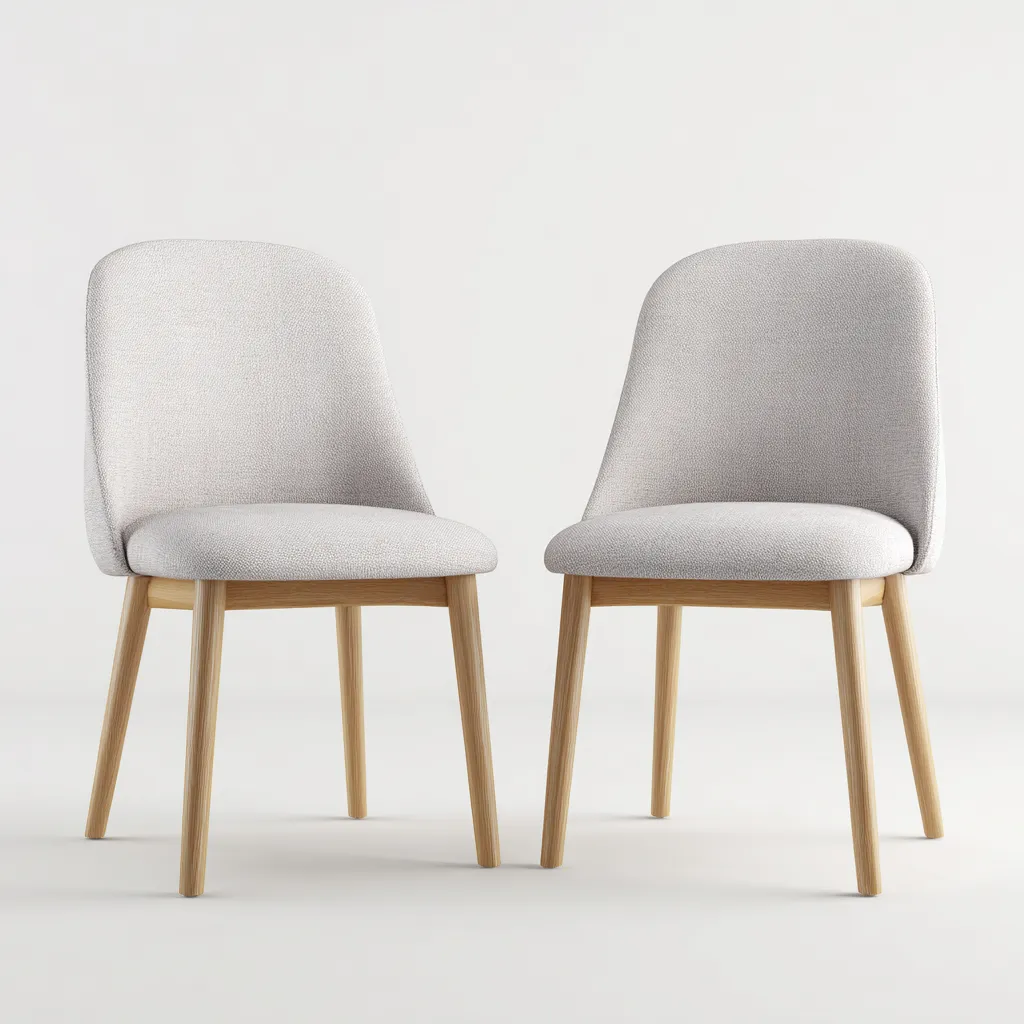 Lot de 2 chaises de salle à manger en tissu et bois 48x54x84 cm - beige clair et chêne clair - style moderne scandinave-Comfysta