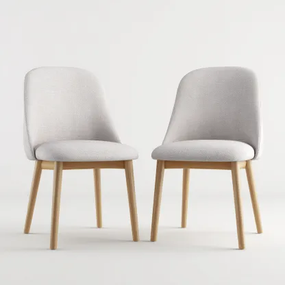 Lot de 2 chaises de salle à manger en tissu et bois 48x54x84 cm - beige clair et chêne clair - style moderne scandinave-Comfysta