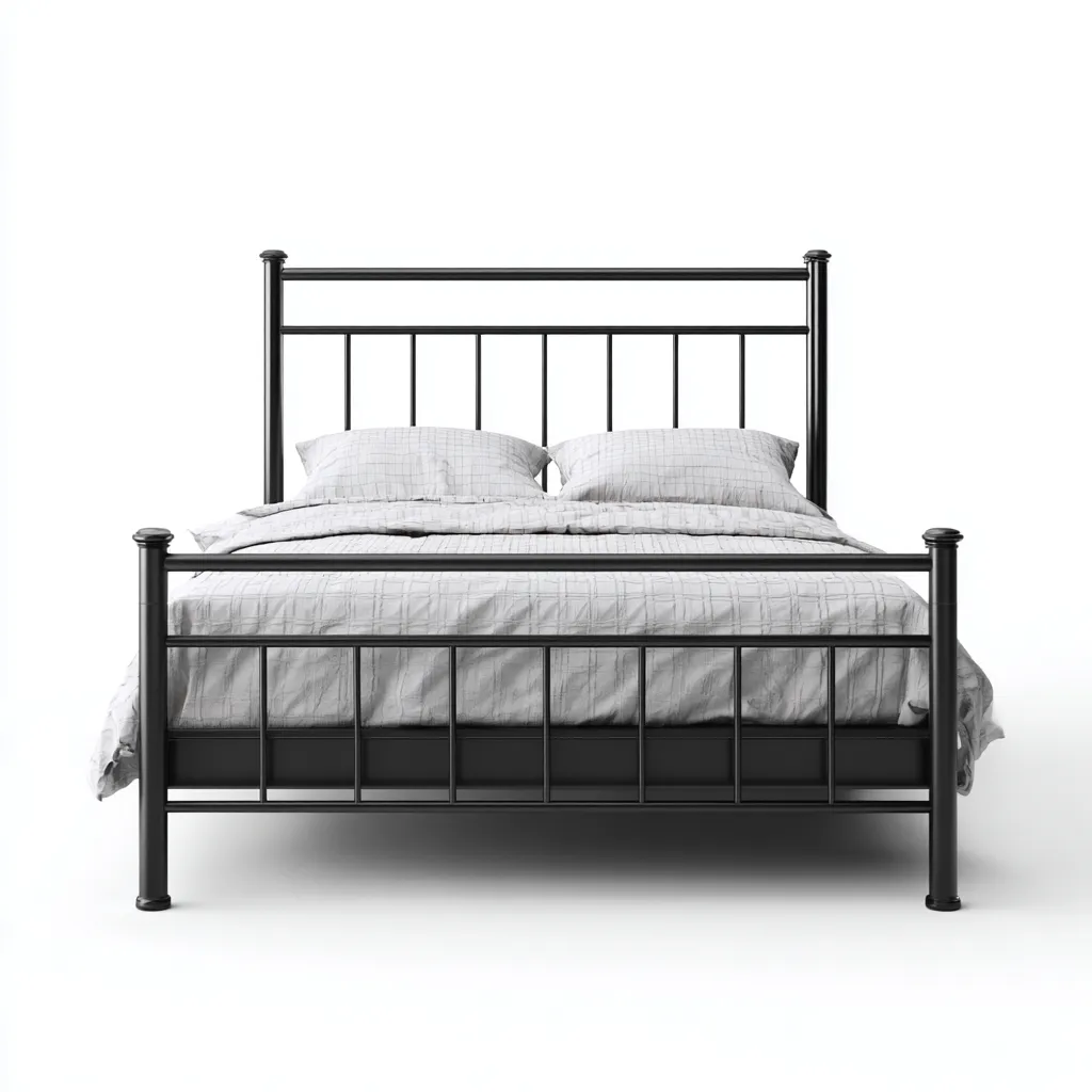 Lit double en métal 200x160x95 cm - noir - style industriel classique-Comfysta