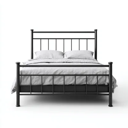 Lit double en métal 200x160x95 cm - noir - style industriel classique-Comfysta
