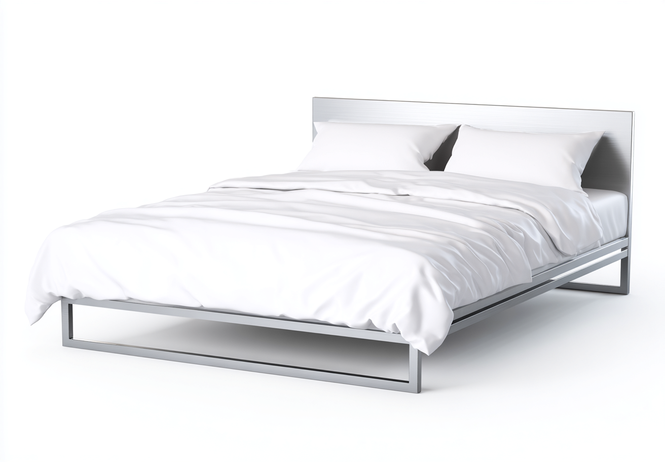 Lit double en métal 200x160x90 cm - argent - style minimaliste contemporain-Comfysta