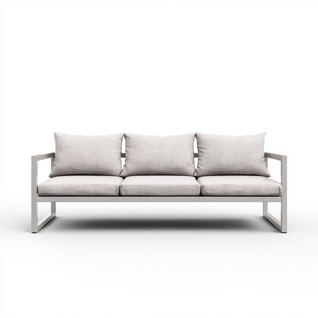 Canapé trois places en aluminium et tissu 190x80x75 cm - gris clair/gris - style minimaliste pour salon-Comfysta