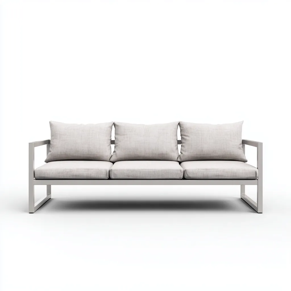 Canapé trois places en aluminium et tissu 190x80x75 cm - gris clair/gris - style minimaliste pour salon-Comfysta