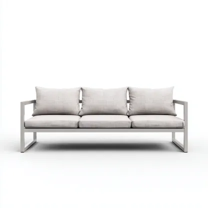Canapé trois places en aluminium et tissu 190x80x75 cm - gris clair/gris - style minimaliste pour salon-Comfysta