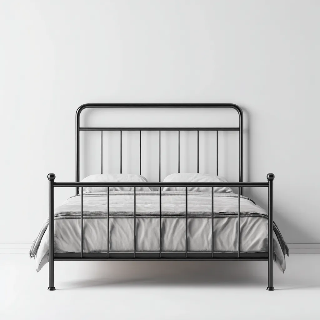 Lit double en métal 200x165x100 cm - noir - style rétro industriel-Comfysta