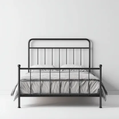 Lit double en métal 200x165x100 cm - noir - style rétro industriel-Comfysta