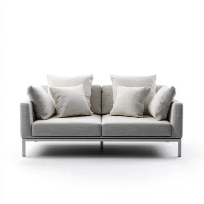 Canapé deux places en aluminium gris clair avec tissu beige 160x75x80 cm - style moderne - pour salon contemporain-Comfysta
