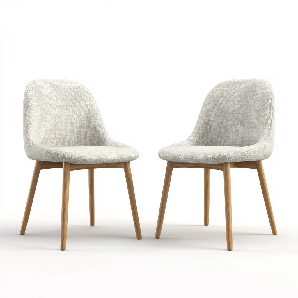 Lot de 2 chaises de salle à manger en tissu et bois 47x53x83 cm - blanc cassé et chêne clair - pour salle à manger-Comfysta