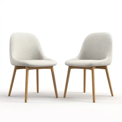 Lot de 2 chaises de salle à manger en tissu et bois 47x53x83 cm - blanc cassé et chêne clair - pour salle à manger-Comfysta