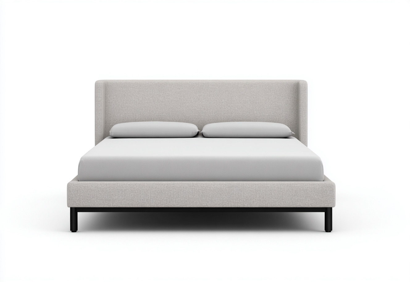 Lit double en tissu beige 200x180x100 cm - style moderne - structure robuste en métal et bois-Comfysta