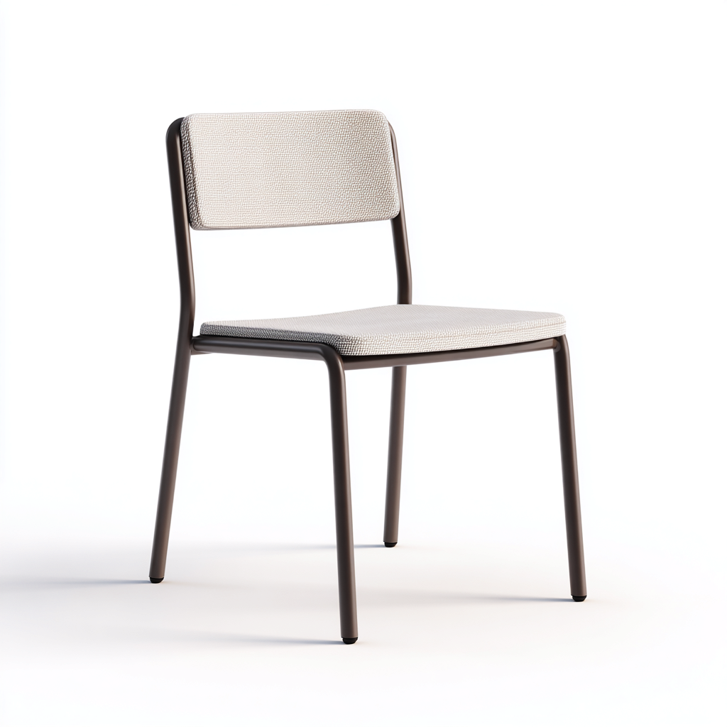 Chaise de salle à manger en métal et tissu 47x52x82 cm - beige et brun foncé - pour salle à manger-Comfysta