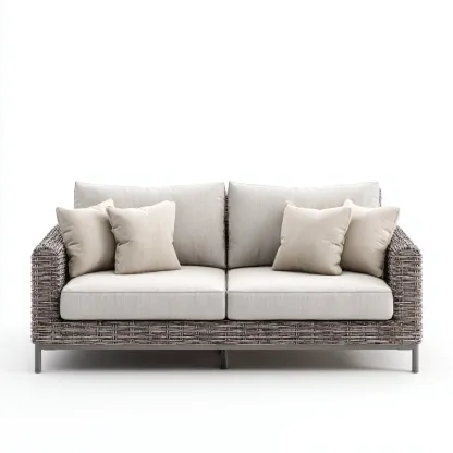 Canapé deux places en rotin synthétique 160x85x80 cm - beige clair - style contemporain pour salon-Comfysta