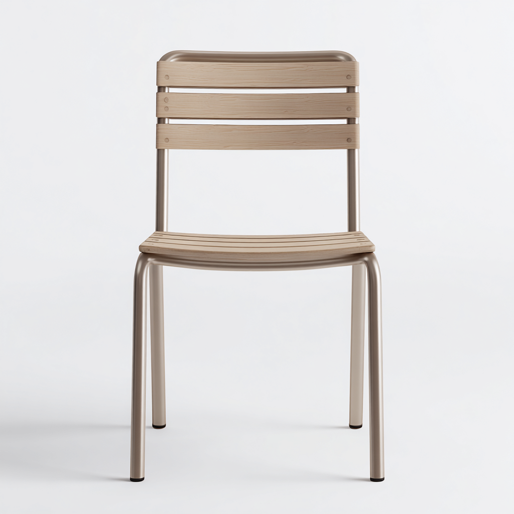 Chaise de salle à manger en métal et bois 46x51x83 cm - chêne clair/beige - style contemporain-Comfysta