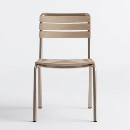 Chaise de salle à manger en métal et bois 46x51x83 cm - chêne clair/beige - style contemporain-Comfysta