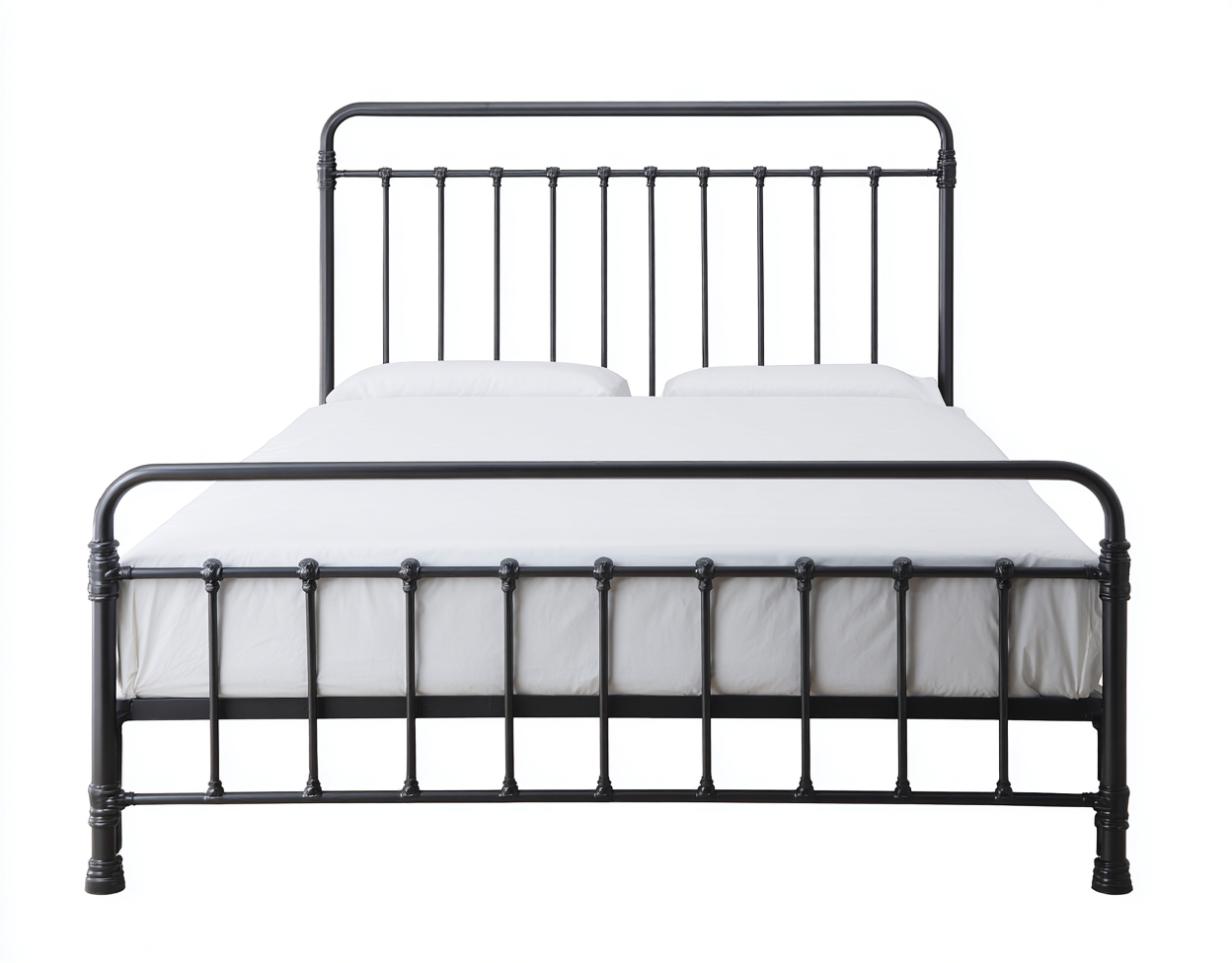 Lit double en métal noir 200x160x100 cm - style industriel - structure en tubes d'acier robuste-Comfysta